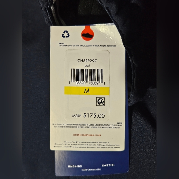 Champion Dark Blue Hooded Fleece Lined Mens Med Raincoat - Picture 10 of 10